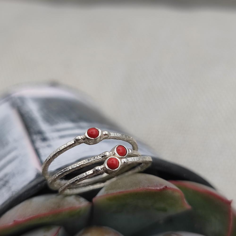 Anello triplo in argento 925 fascia sottile con pietra - SOILE