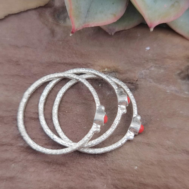 Anello triplo in argento 925 fascia sottile con pietra - SOILE