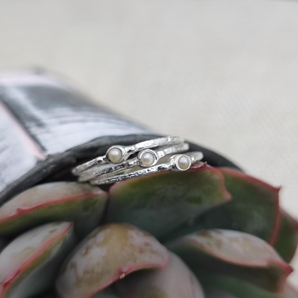 Anello triplo in argento 925 fascia sottile con pietra - SOILE