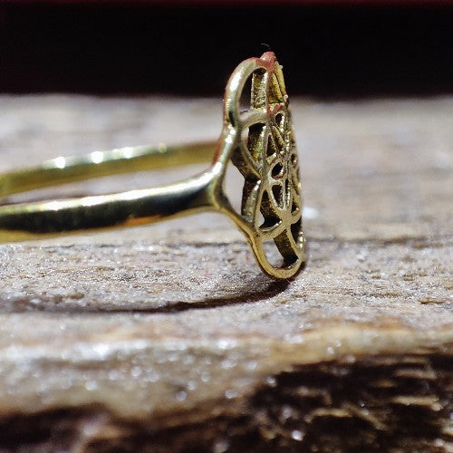ANELLO artigianale in ottone - FIORE DELLA VITA mini – laterale