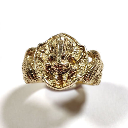 anello ganesh in ottone color oro