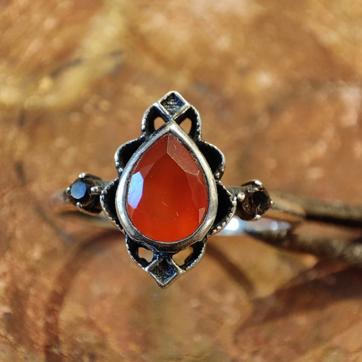 Ethnischer Ring aus 925er Silber mit Stein - VIDISHA