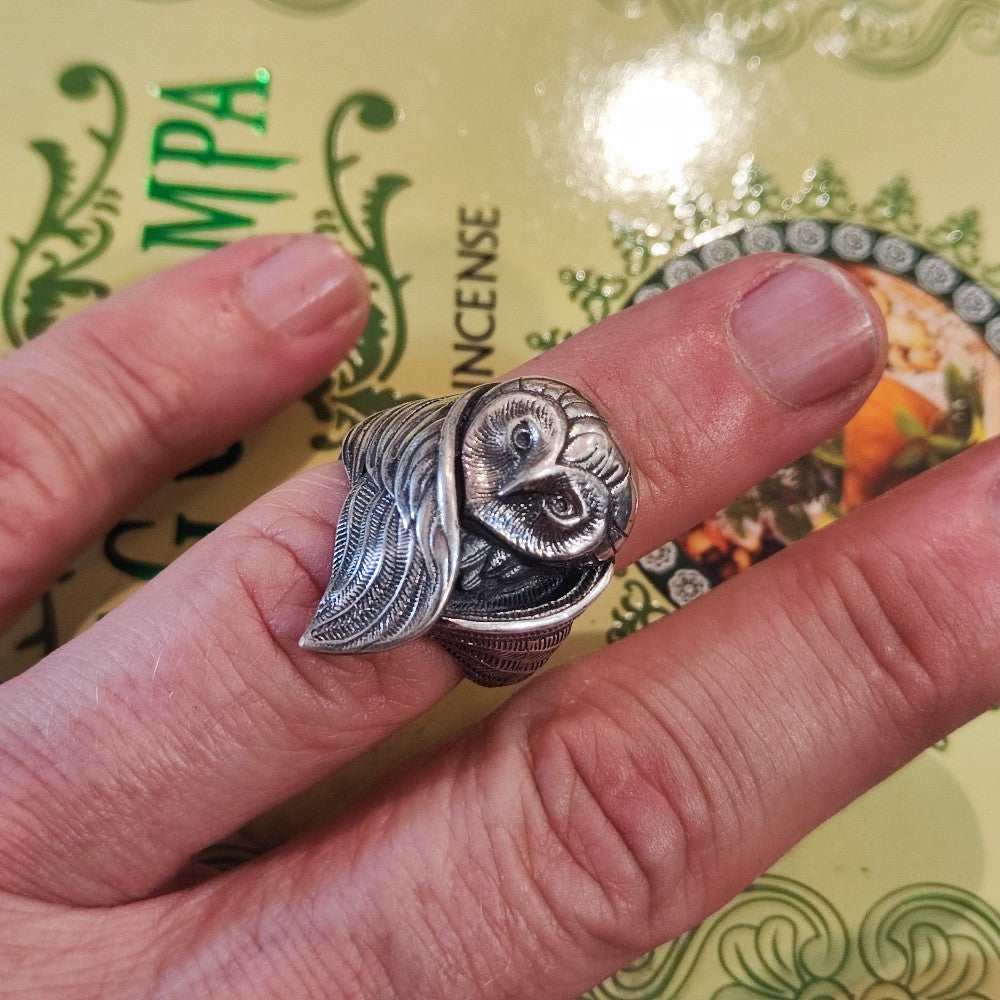 Anello con gufo in argento 925 - PUEO