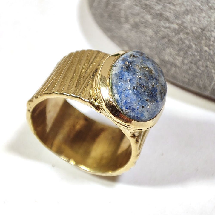 ANELLO contemporaneo in ottone con pietra - DUMAS