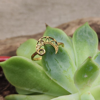 ANELLO in ottone con mezza luna e citrino - PAMUR