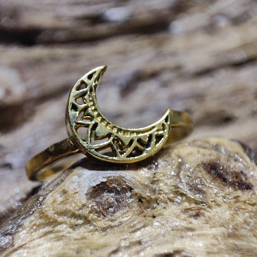 ANELLO MEZZALUNA ETNICO ottone anello artigianale