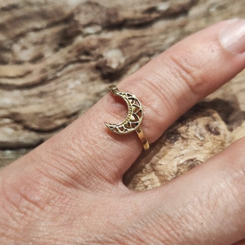 ANELLO MEZZALUNA ETNICO ottone anello artigianale