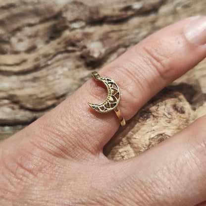 ANELLO MEZZALUNA ETNICO ottone anello artigianale