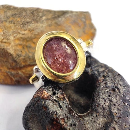 Anello artigianale con pietra in argento 925 - PILANA – radice di rubino