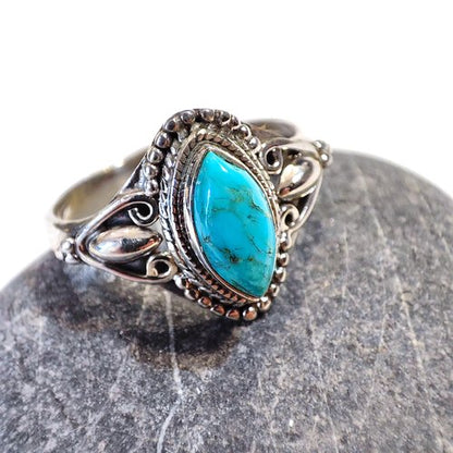 ANELLO artigianale in argento 925 con Pietra di Luna - DIANA – turchese