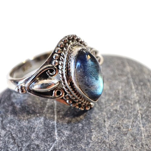 ANELLO artigianale in argento 925 con Pietra di Luna - DIANA – labradorite