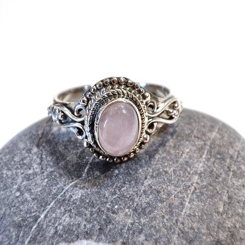 Anello con pietra in argento 925 - WALING quarzo rosa