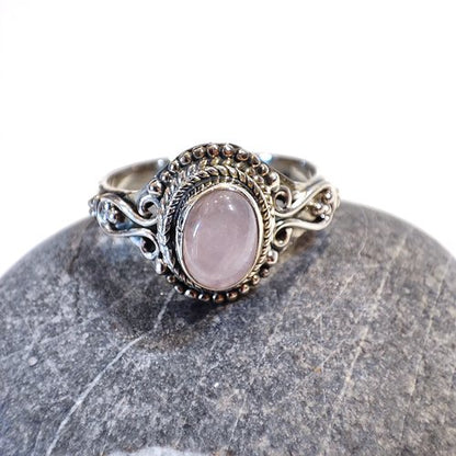 Anello con pietra in argento 925 - WALING quarzo rosa