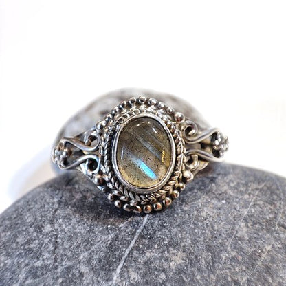 Anello con pietra in argento 925 - WALING labradorite