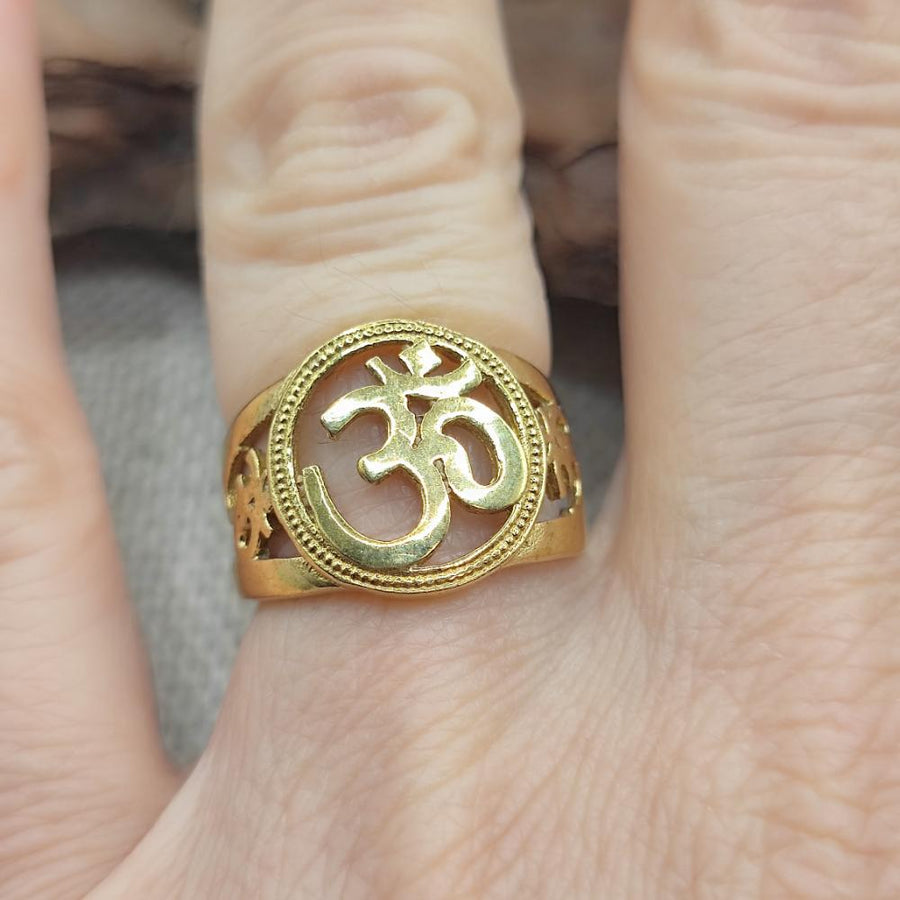ANELLO etnico in ottone con mantra OM - PEDANHA
