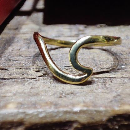 ANELLO fascia sottile in ottone color ORO - ONDA