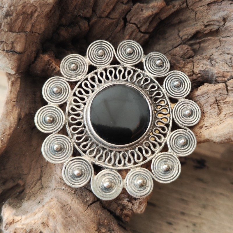 Anello con pietra in argento 925 - IMALIA – onice nero