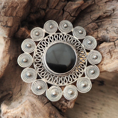 Anello con pietra in argento 925 - IMALIA – onice nero