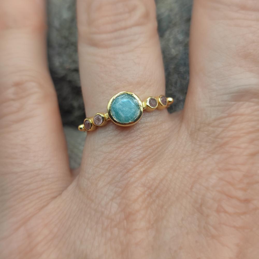 ANELLO in ottone con amazzonite - JAWHAR