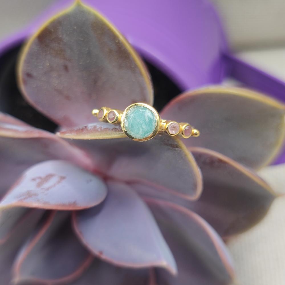 ANELLO in ottone con amazzonite - JAWHAR