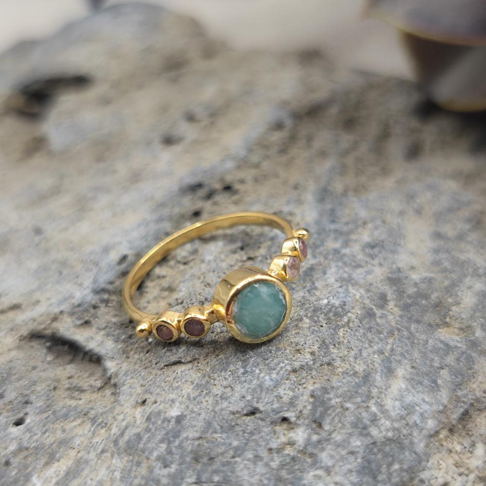 ANELLO in ottone con amazzonite - JAWHAR