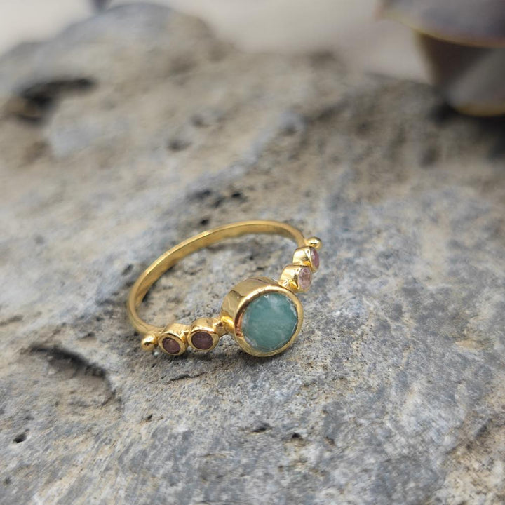 ANELLO in ottone con amazzonite - JAWHAR