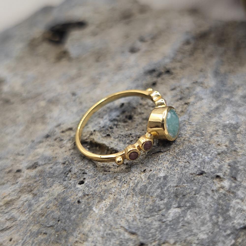 ANELLO in ottone con amazzonite - JAWHAR