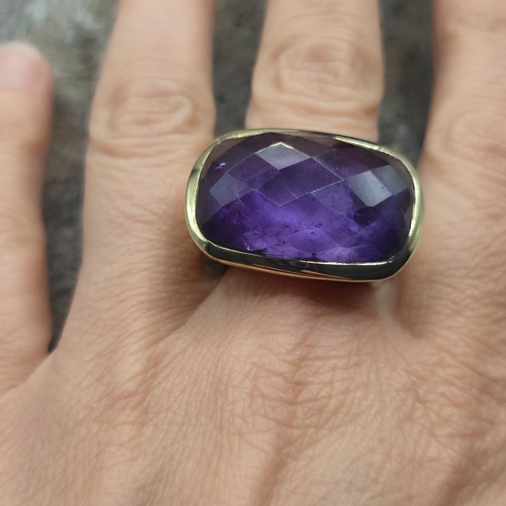 ANELLO in ottone con ametista - AKIRA