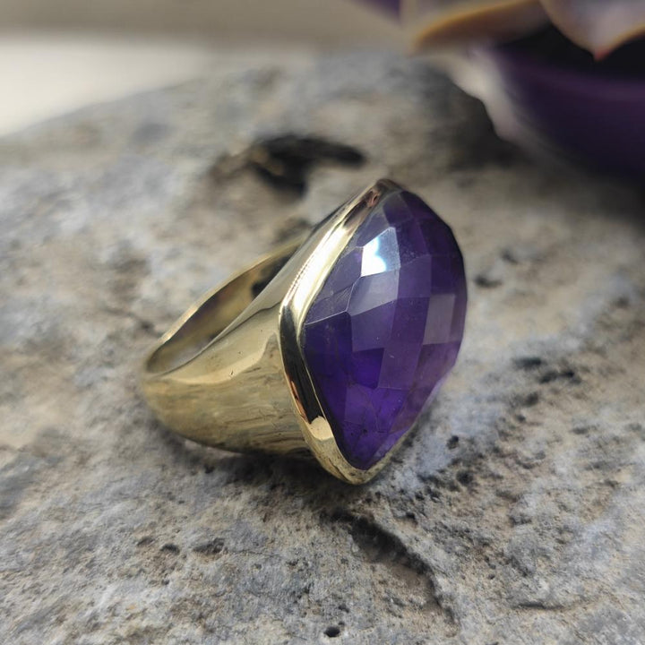 ANELLO in ottone con ametista - AKIRA