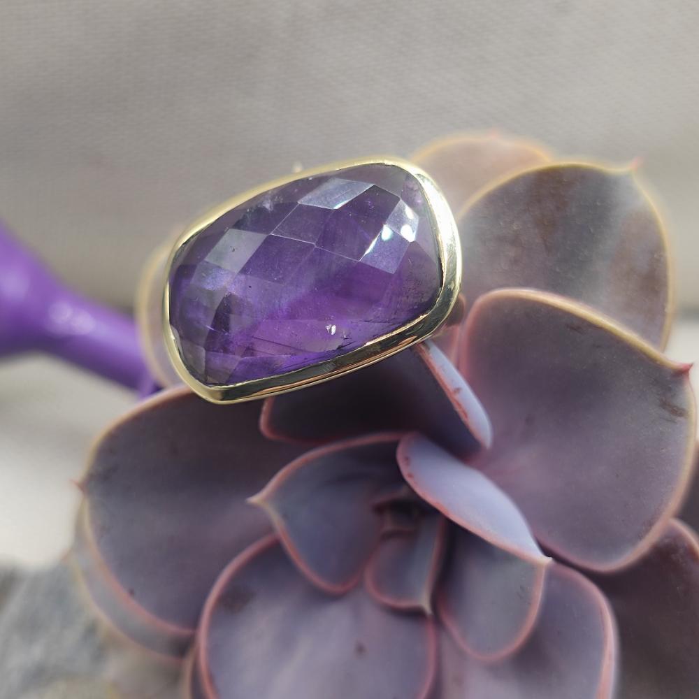 ANELLO in ottone con ametista - AKIRA