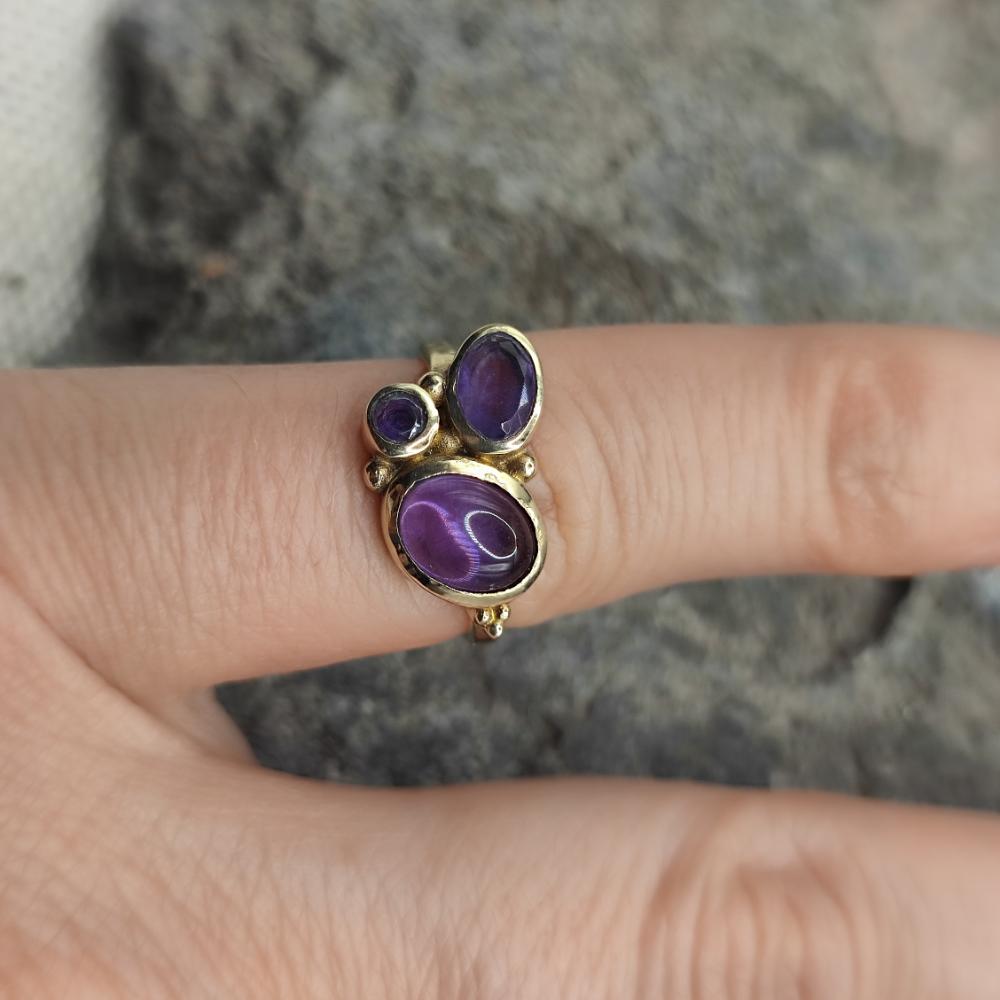 ANELLO in ottone con ametista - ISMAEL