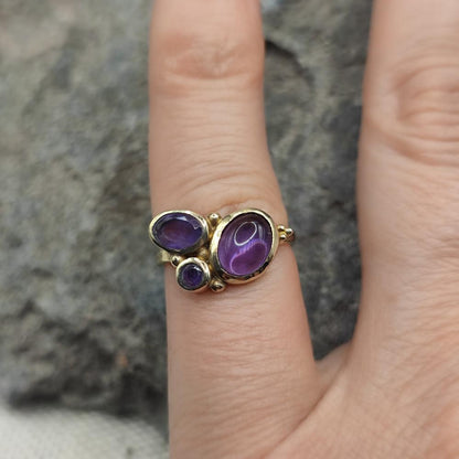 ANELLO in ottone con ametista - ISMAEL