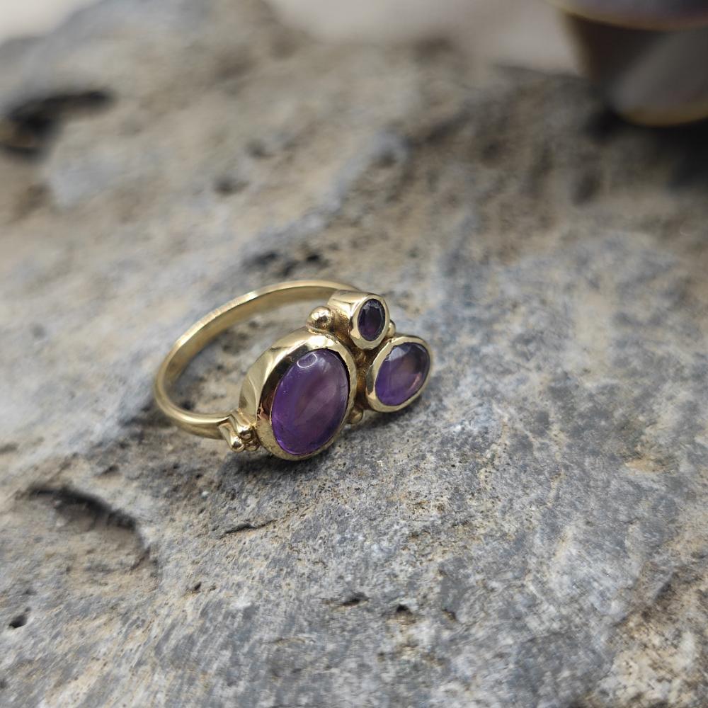 ANELLO in ottone con ametista - ISMAEL