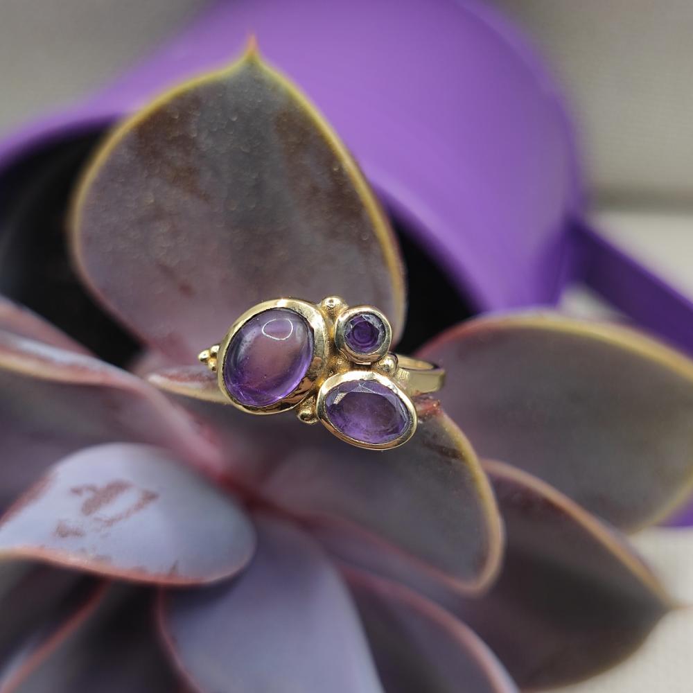 ANELLO in ottone con ametista - ISMAEL