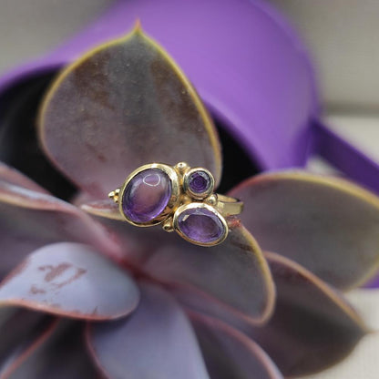 ANELLO in ottone con ametista - ISMAEL