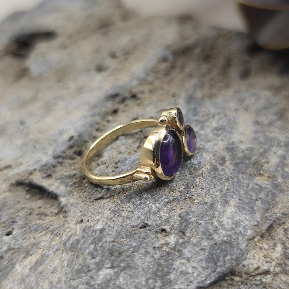 ANELLO in ottone con ametista - ISMAEL