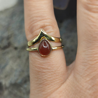 Anello etnico in ottone con corniola - DHANANJAY