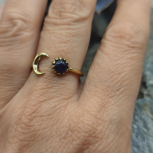 ANELLO in ottone con ametista - SHEKAR