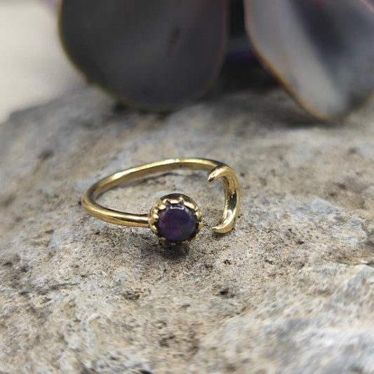 ANELLO in ottone con ametista - SHEKAR