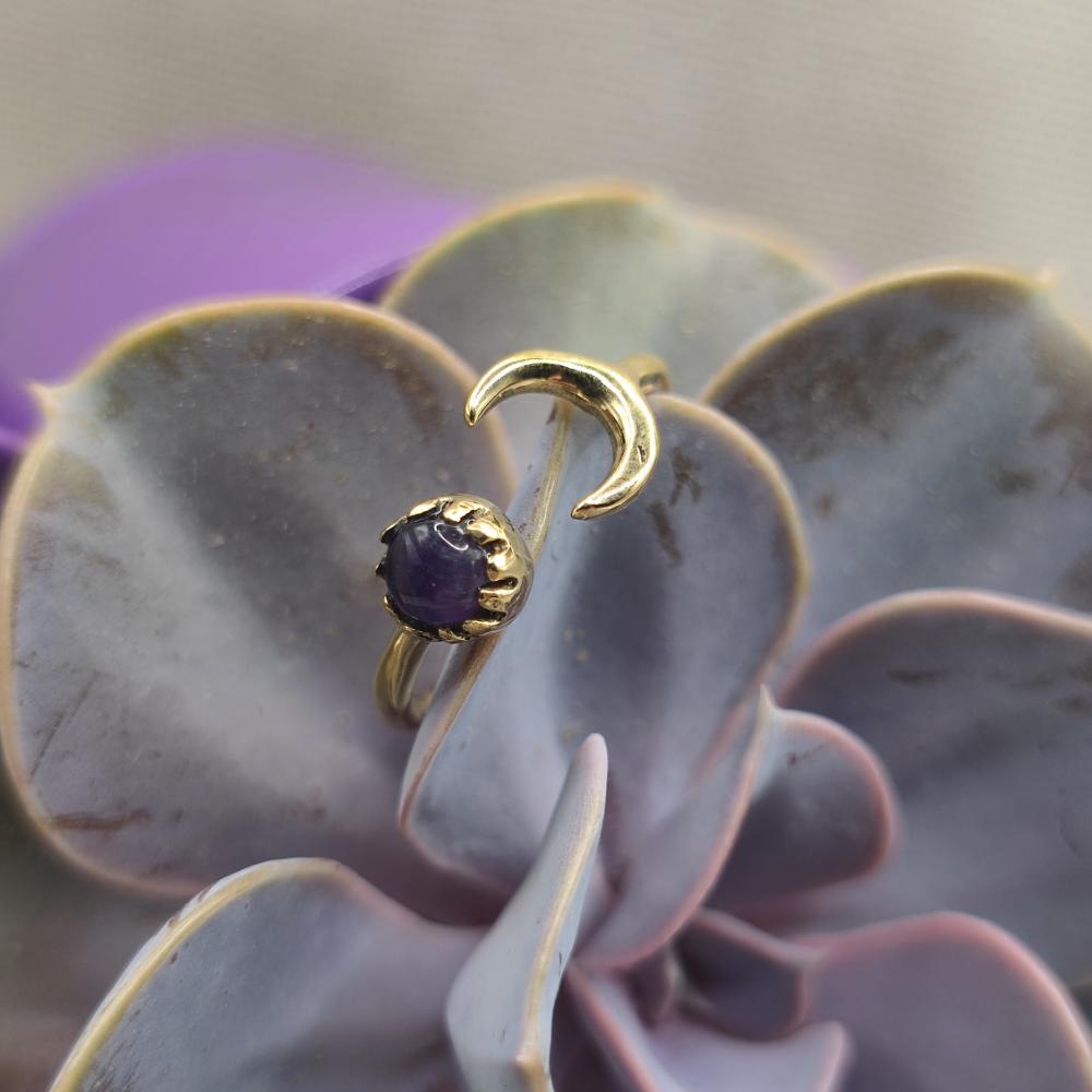 ANELLO in ottone con ametista - SHEKAR