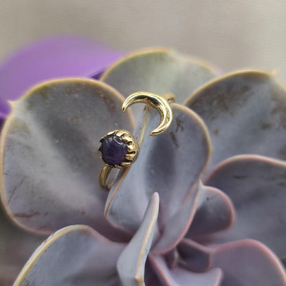 ANELLO in ottone con ametista - SHEKAR