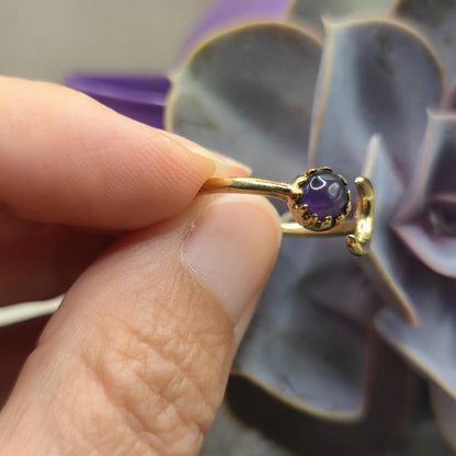 ANELLO in ottone con ametista - SHEKAR