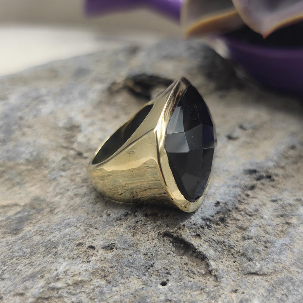 ANELLO in ottone con onice nero - KENJI