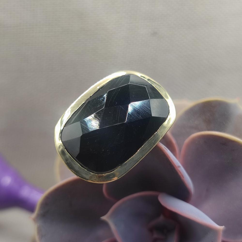 ANELLO in ottone con onice nero - KENJI