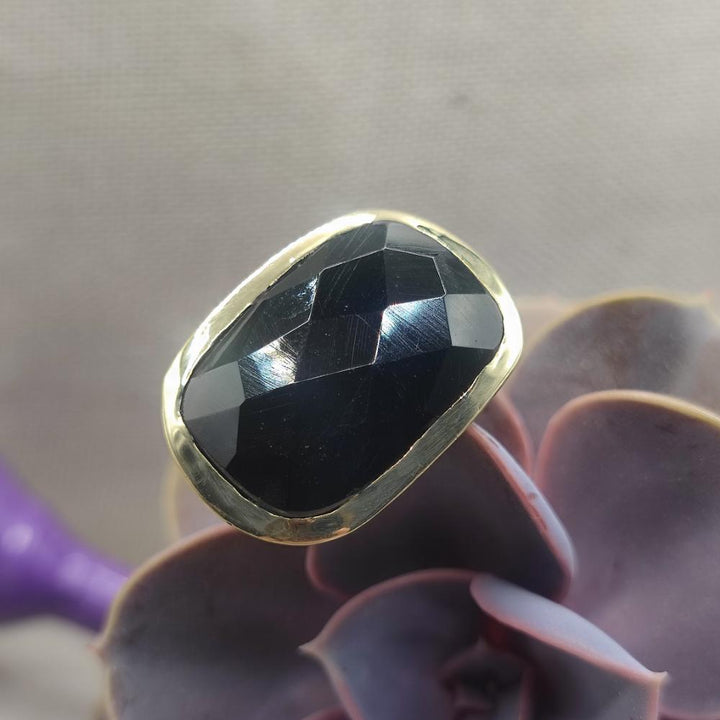 ANELLO in ottone con onice nero - KENJI