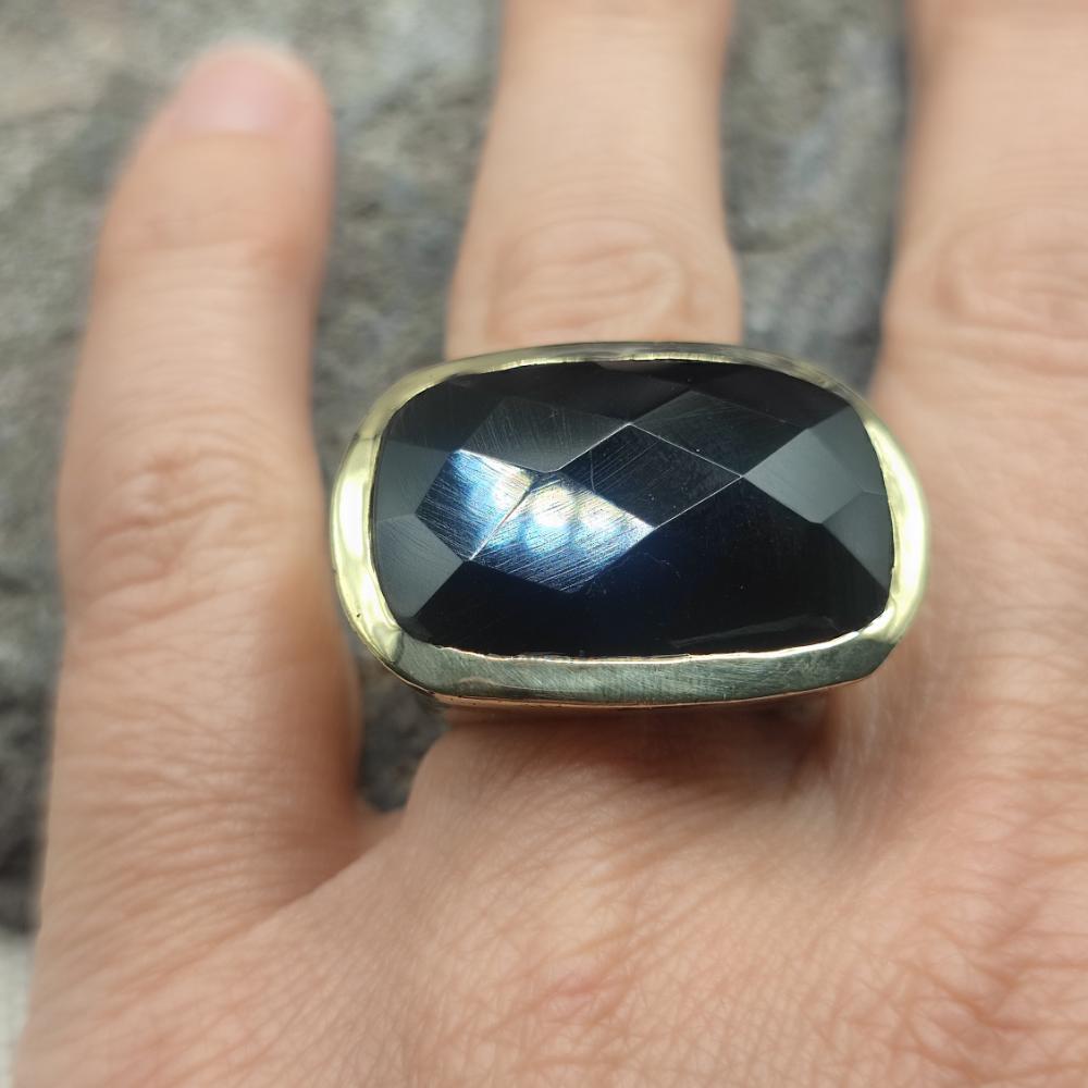ANELLO in ottone con onice nero - KENJI