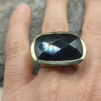 ANELLO in ottone con onice nero - KENJI