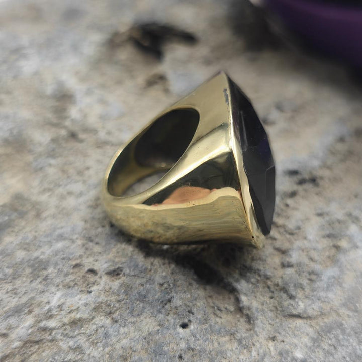 ANELLO in ottone con onice nero - KENJI