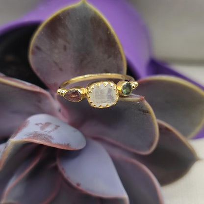 ANELLO in ottone con pietra di luna - AGRA