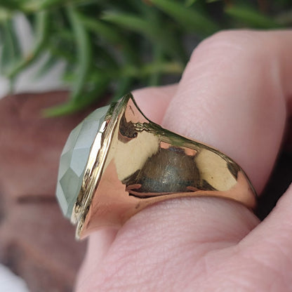 ANELLO minimal con pietra in ottone - LINE